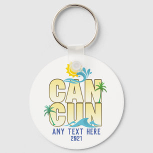 Cancun Summer Vacation Beach Palm Trees Custom  Key Ring