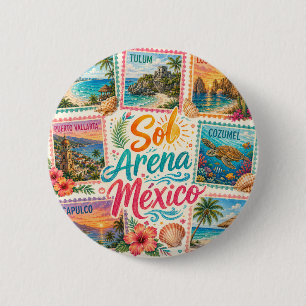 Cancun Sun Sand Mexico Beautiful Beaches Tropical 6 Cm Round Badge