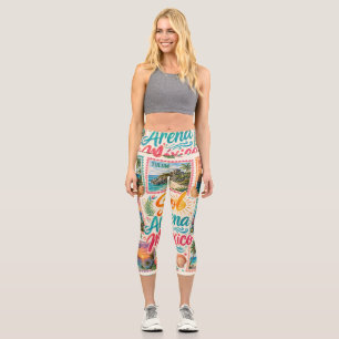 Cancun Sun Sand Mexico Beautiful Beaches Tropical  Capri Leggings