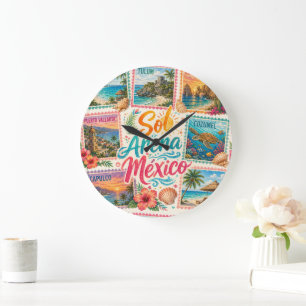 Cancun Sun Sand Mexico Beautiful Beaches Tropical Large Clock