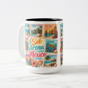 Cancun Sun Sand Mexico Beautiful Beaches Tropical Two-Tone Coffee Mug