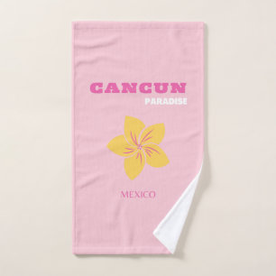 Cancun Travel Art, Mexico, Preppy, Pink Preppy Art Hand Towel