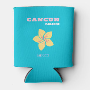 Cancun Travel Art, Mexico Travel Art, Preppy, Blue Can Cooler