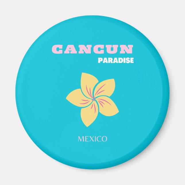 Cancun Travel Art, Mexico Travel Art, Preppy, Blue Magnet (Front)