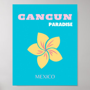 Cancun Travel Art, Mexico Travel Art, Preppy, Blue Poster