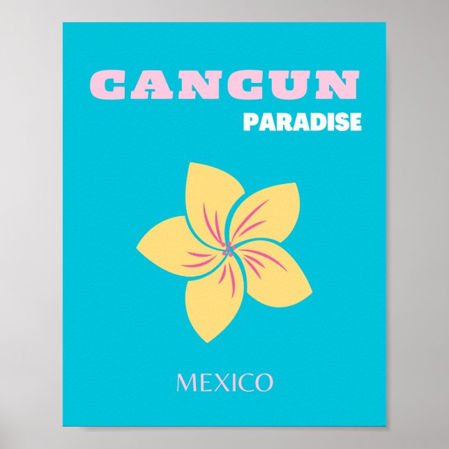 Cancun Travel Art, Mexico Travel Art, Preppy, Blue Poster (Front)