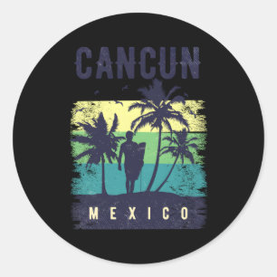 Cancun Vacation Surfing Mexico Cancun Classic Round Sticker