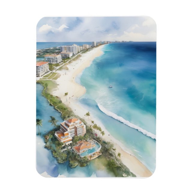 Cancun watercolor art magnet (Vertical)