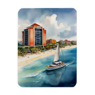 Cancun watercolor art magnet
