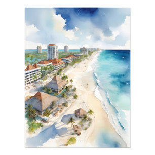 Cancun watercolor art photo print
