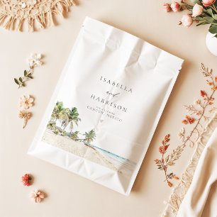 CANCUN Watercolor Beach Palm Tree Destination Favour Bags