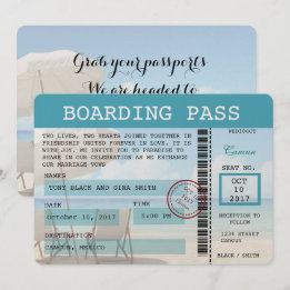Cancun Wedding Boarding Pass Invitation