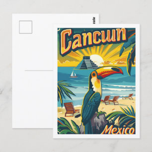Cancuun Mexico Vintage Famous Travel Place Postcard