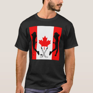 Canda Flag Red and White Black illustration Hockey T-Shirt