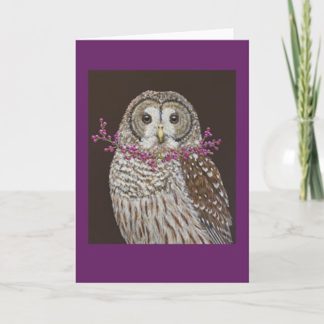 Candace the barred owl greeting card (Front)