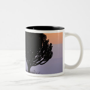 Candelabra Tree silhouetted at sunrise, Two-Tone Coffee Mug