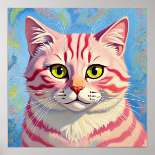 “Candice” A Cherry Striped Mystique – Cat Portrait Poster