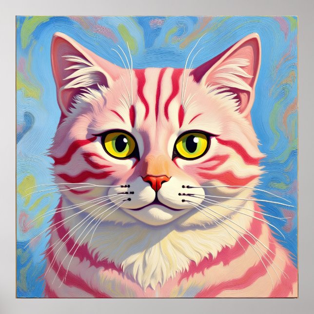 “Candice” A Cherry Striped Mystique – Cat Portrait Poster (Front)