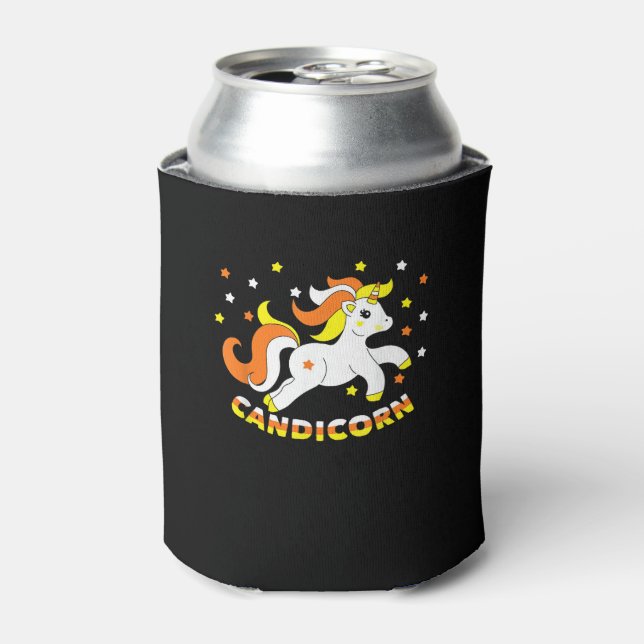 Candicorn Cute Unicorn Halloween Candy Corn Funny  Can Cooler (Can Front)