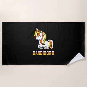 Candicorn Fun Halloween Unicorn T-Shirt Beach Towel