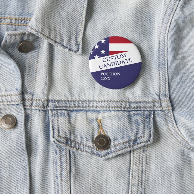 Candidate for election personalised  6 cm round badge (In Situ)