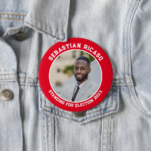 Candidate for election personalised photo 10 cm round badge