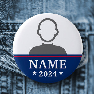 Candidate name political election campaign photo 6 cm round badge