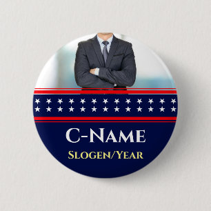 Candidate Photo Name Election Political Campaign 6 Cm Round Badge