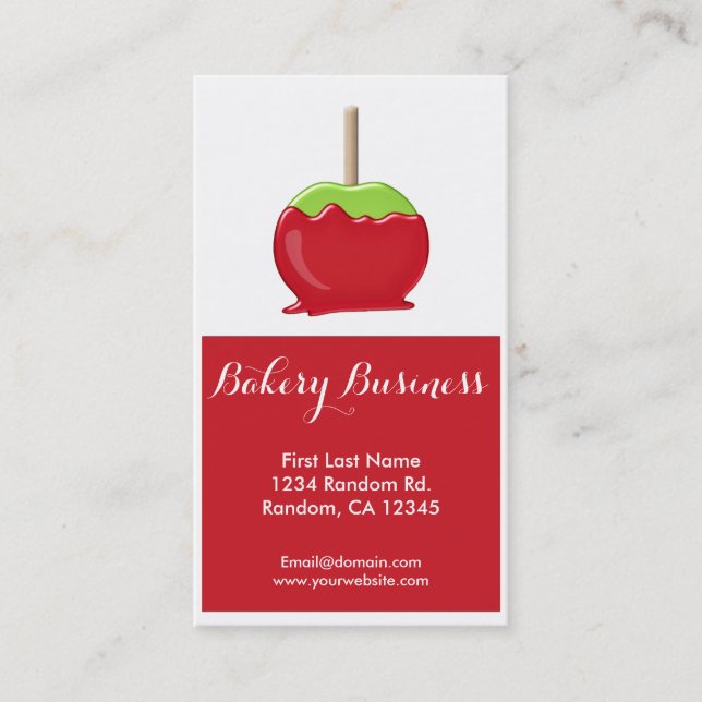 Candied apple customisable food business cards (Front)
