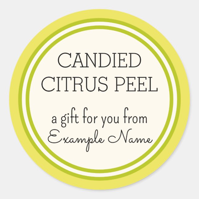 Candied Citrus Peel Gift Label Template (Front)
