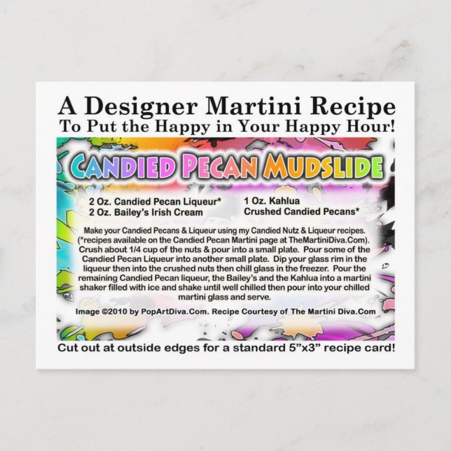 Candied Pecan Mudslide Martini Recipe Postcard (Front)