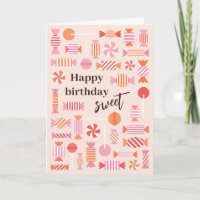Candies and lollipops sweet birthday card