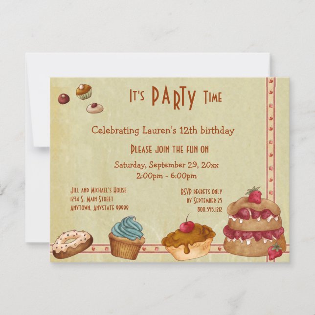 Candies And Sweet Treats Party Invites (Front)