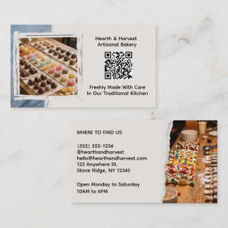 Candies Bakery with Image and QR code Business Card