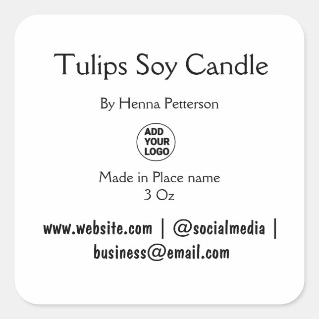 candle add q r code business  square sticker (Front)
