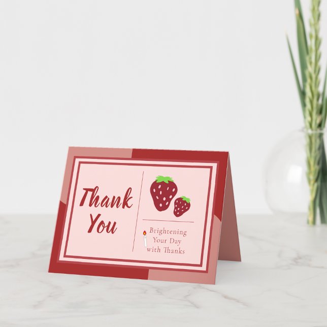 Candle and Strawberries Birthday Thank You Card (Creator Uploaded)