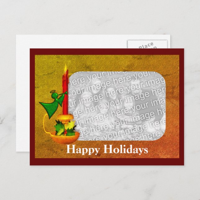 Candle Angel Christmas Holiday Photo Postcard (Front/Back)