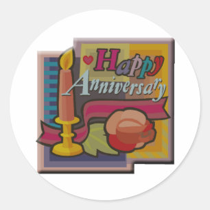 CANDLE ANNIVERSARY T CLASSIC ROUND STICKER