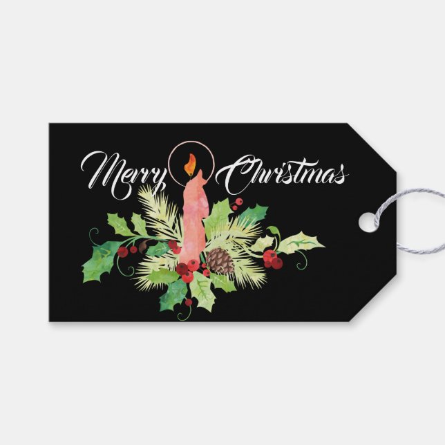 Candle Arrangement Personalised Christmas Gift Tag (Front (Horizontal))