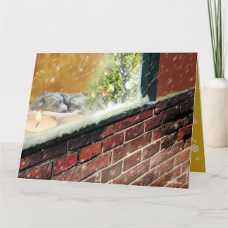 Candle at the Window, Sleeping Dog Christmas Card