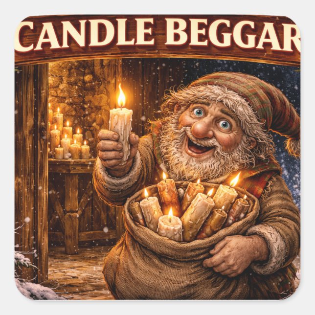 Candle Beggar Icelandic Yule Lad Square Sticker (Front)