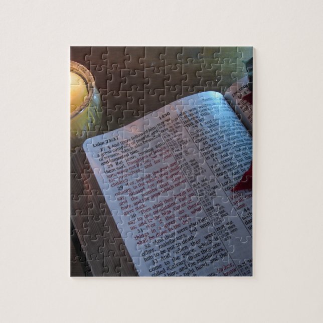 Candle, Bible, and Poinsetta Jigsaw Puzzle (Vertical)