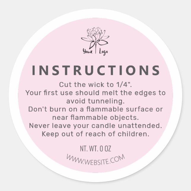 Candle Bottom Pink Instruction Classic Round Sticker (Front)