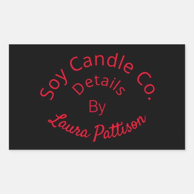 Candle business add name company website email det rectangular sticker (Front)