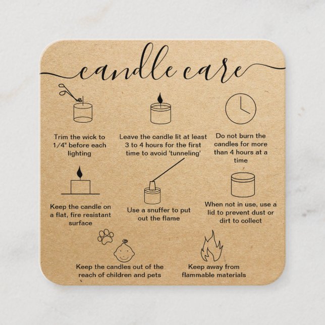 Candle Care Card Thank You Card Add Your Logo (Front)