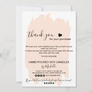 Candle Care Card Thank You Card Add Your Logo Code