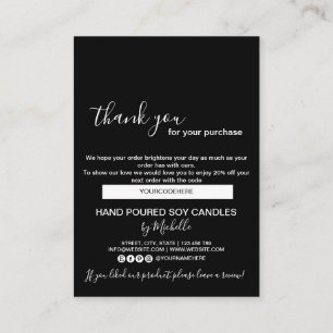 Candle Care Card Thank You Card Add Your Logo Code