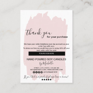 Candle Care Card Thank You Card Add Your Logo Code