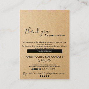 Candle Care Card Thank You Card Add Your Logo Code