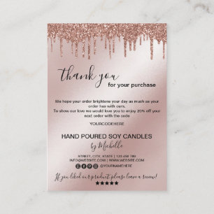 Candle Care Card Thank You Card Add Your Logo Drip